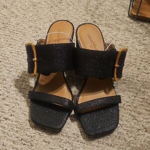 Nwot Universal Thread Black Mules with Gold Buckle